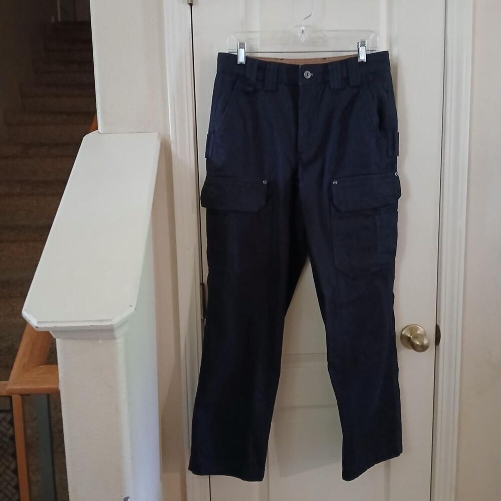 Duluth Trading Co. Black 100% Cotton Canvas Relaxed Fit Cargo Pants 32x32 Work